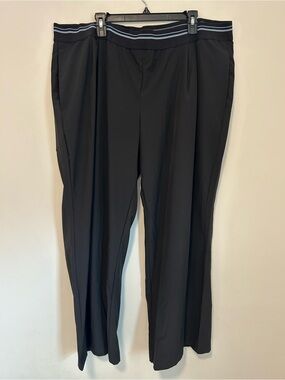 Men's Black Jogger-Style Pants with Striped Elastic Waistband